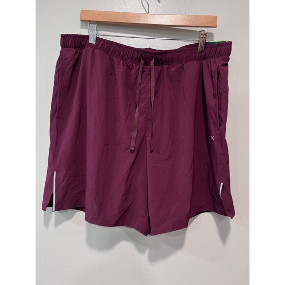 DSG Mens Burgundy Athletic Shorts With Drawstring Elastic Waistband & Side Pocke - Picture 1 of 12